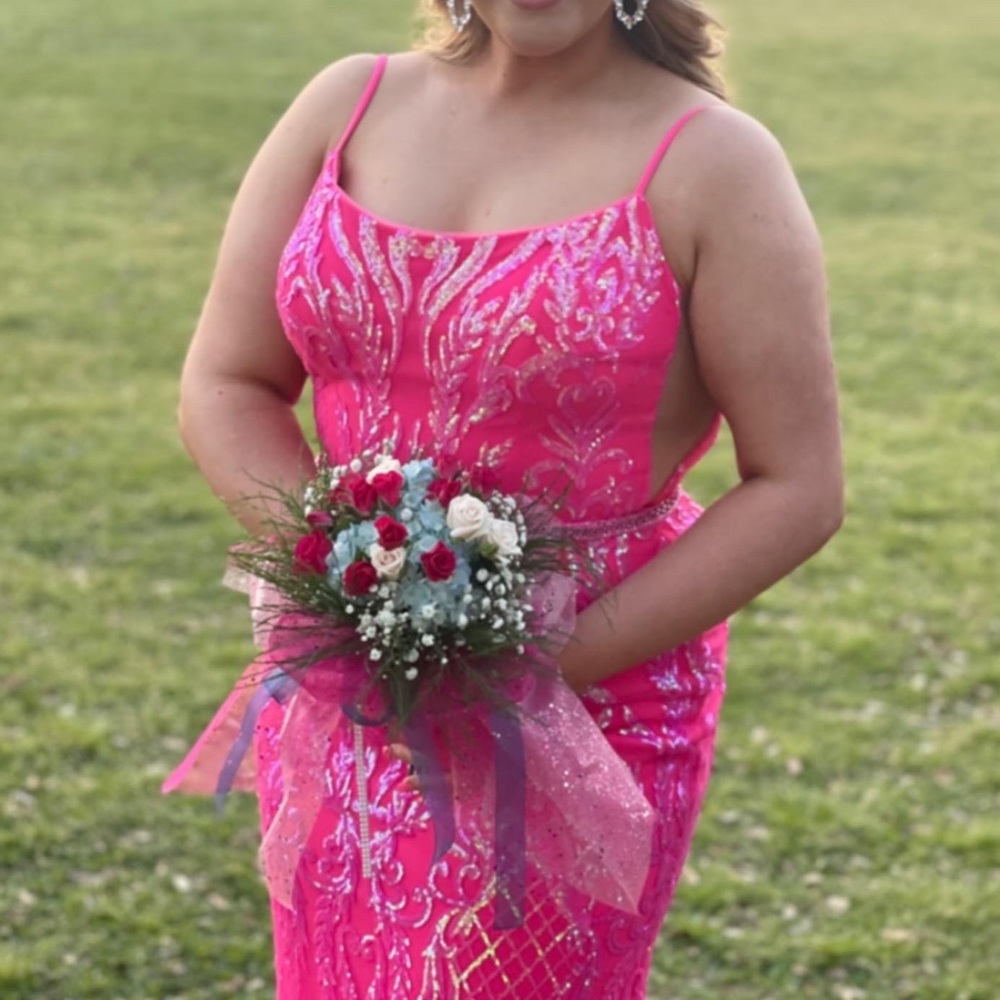Hot pink prom dress